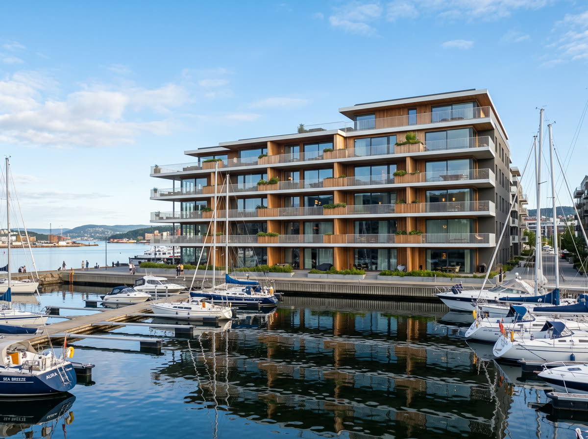 Harbour Row — a waterfront apartment building.
