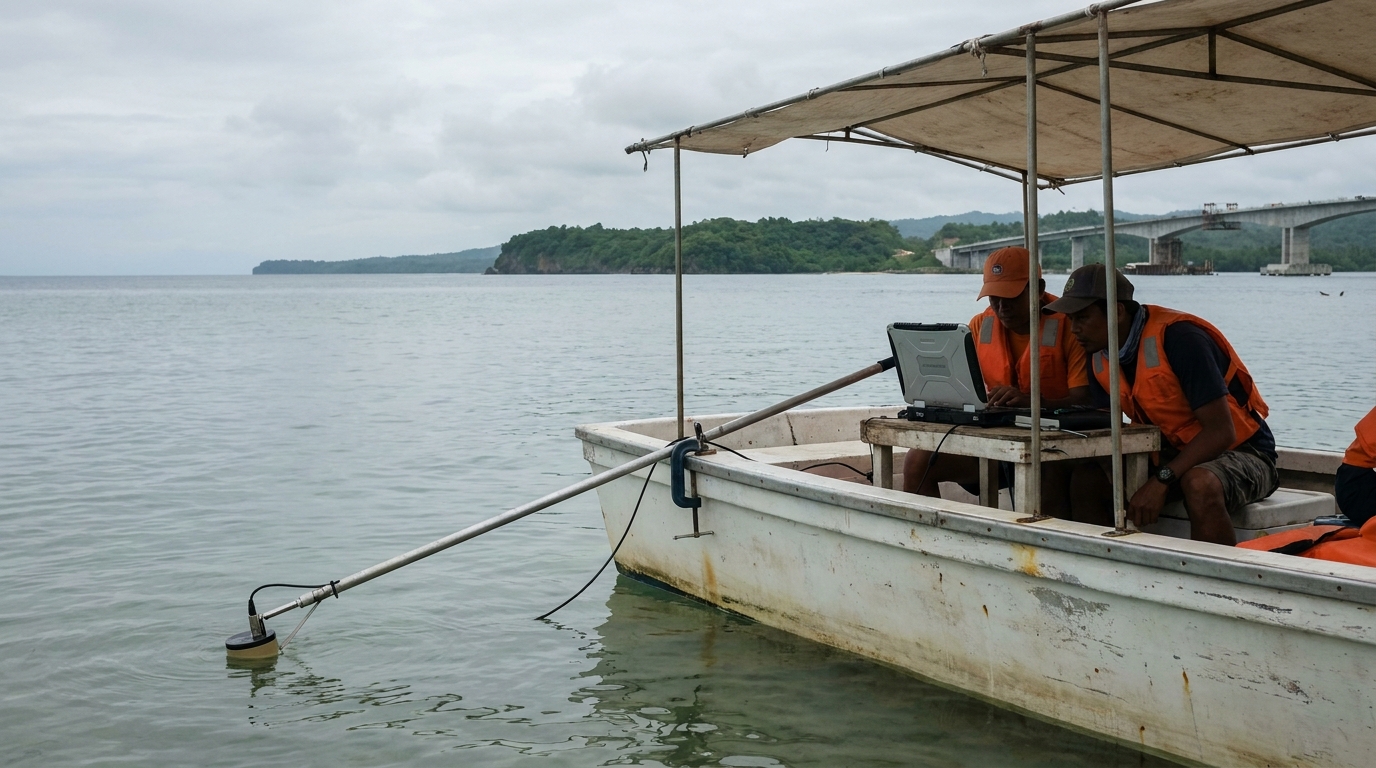 Bathymetric survey visualization with point cloud colors